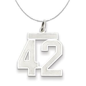 Sterling Silver, Jersey Collection, Medium Number 42 Necklace - 24 In